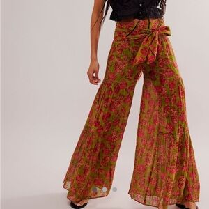 Free People one good day printed wide legged pants